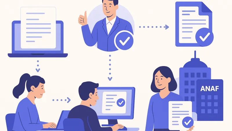 Workflow e‑factura automatizat în program de facturare: aprobare internă, validări și transmitere e factura pas cu pas