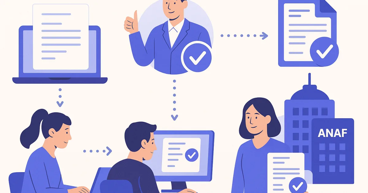 Workflow e‑factura automatizat în program de facturare: aprobare internă, validări și transmitere e factura pas cu pas